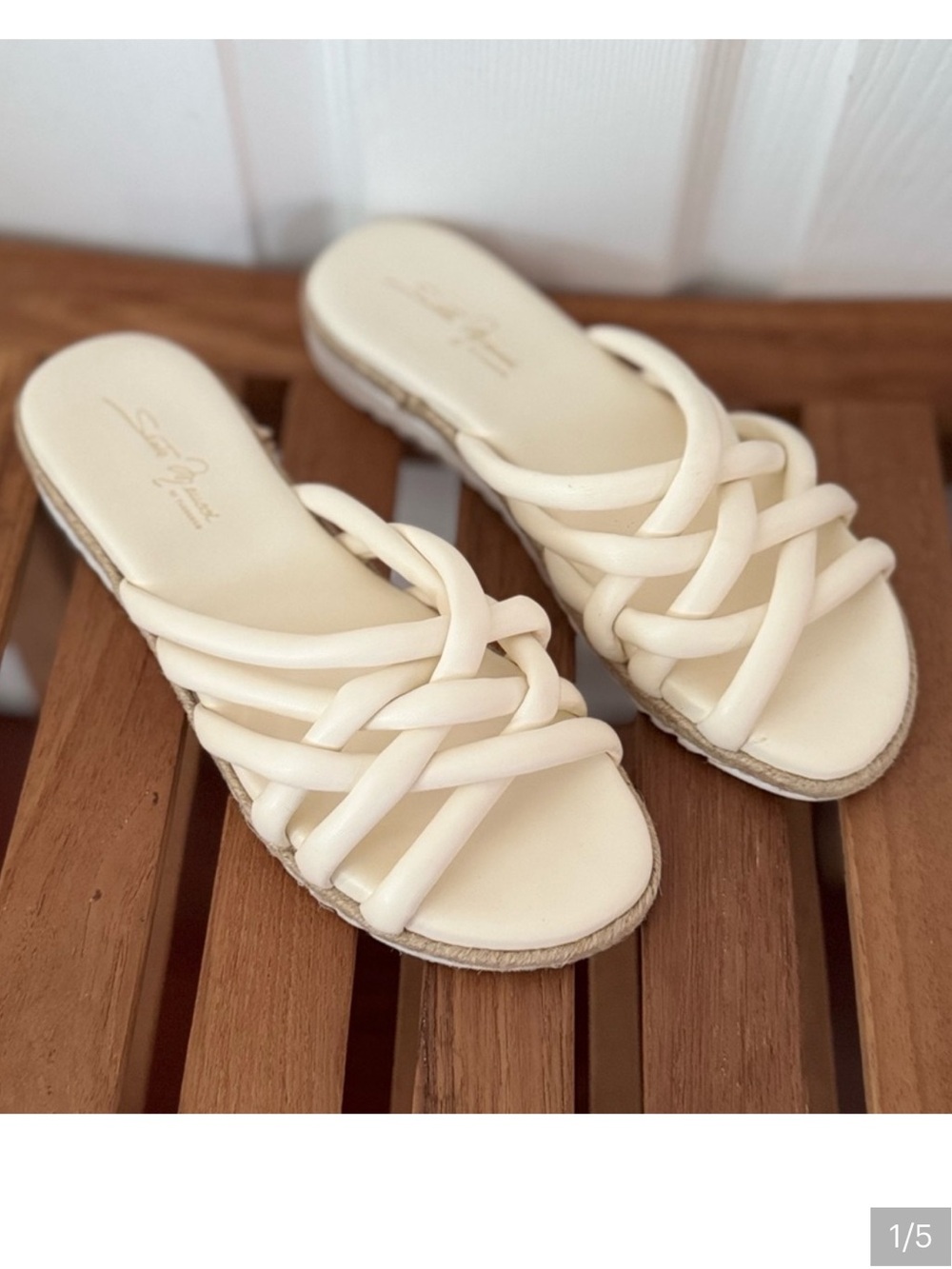 Sesto Meucci Ivory Braided Slide Sandals